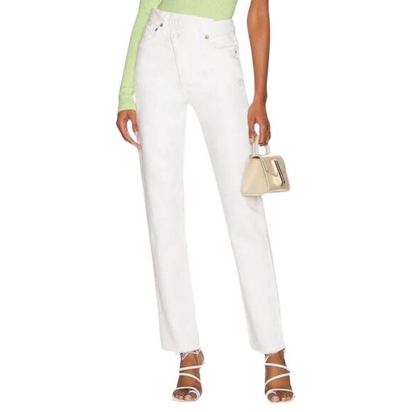 NWT Agolde Element Criss Cross Straight Leg Jeans 30 White Crossover High Rise